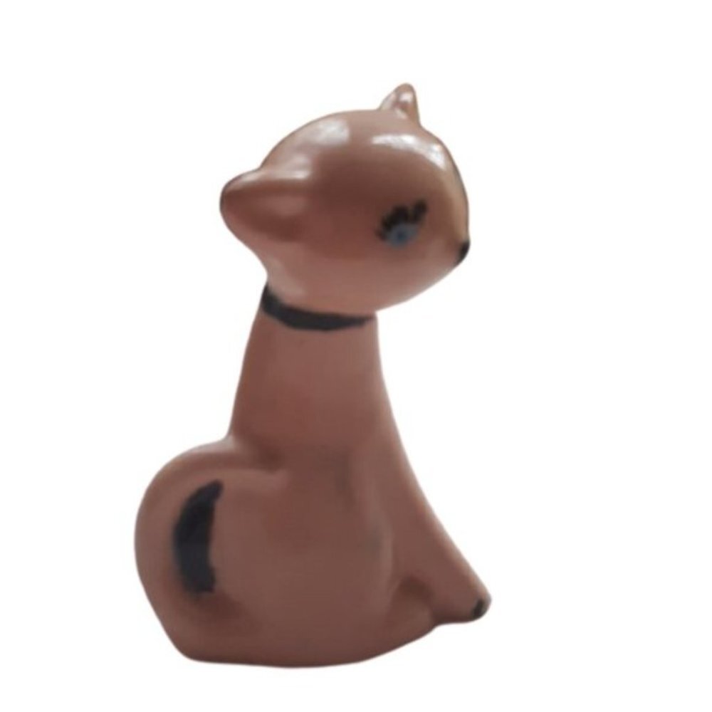 2/$30 Cute Cat vintage ceramic figurine sassy pink blue eyed kitty - Picture 4 of 8